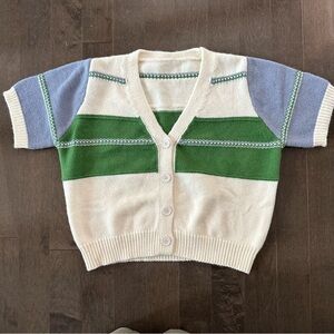 Cider Green and Blue Striped Cardigan